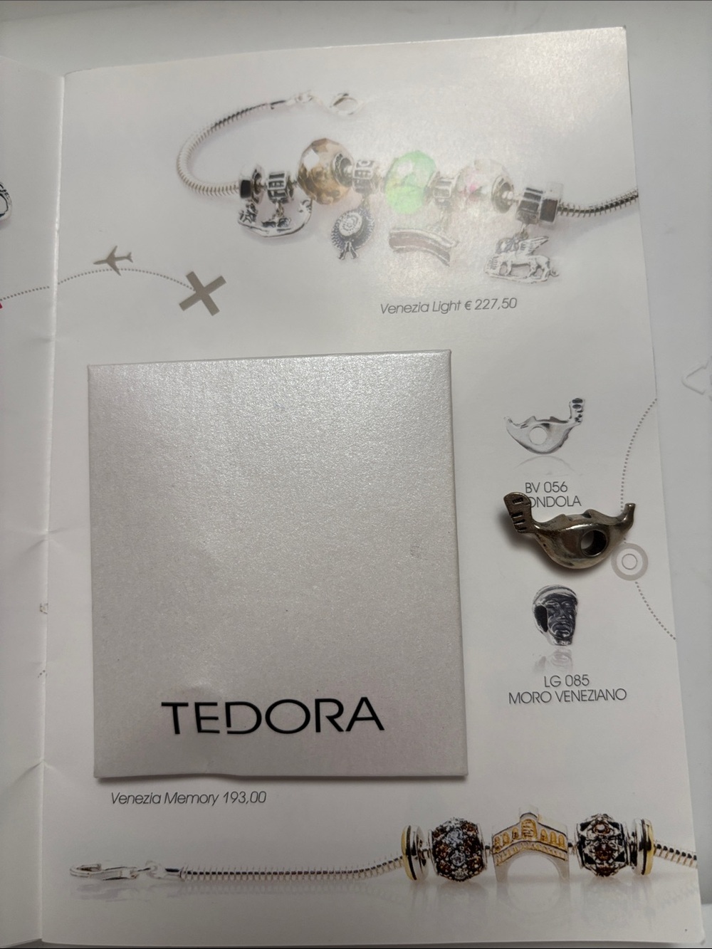 NWT Tedora Diario di Viaggio Venezia Memory Bracelet Charm - Silver